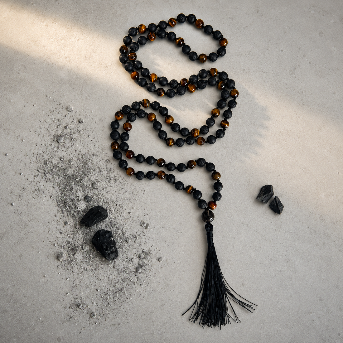 ANGAARA - Lava & Tiger's Eye Japa Mala